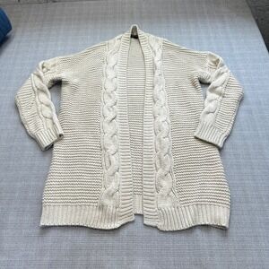 Boho Cable Knit Open Front Cardigan Sweater Women Small Minimalist Cottageore‎
